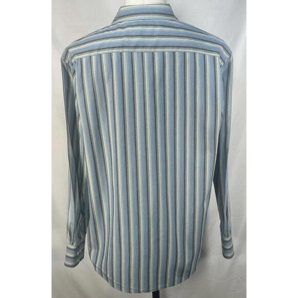 R&G 100% Cotton Striped Button Up Shirt Blue Mens L - Picture 2 of 6